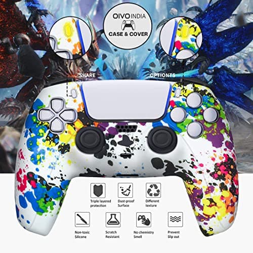 OIVO INDIA Multicolor Controller Silicone Cover Case PS5 Controller Skin Anti Slip Protective Case Sleeve Compatible for Sony PS5 Controller 2