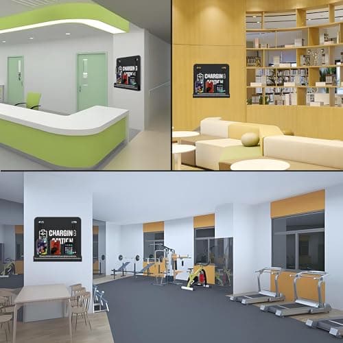6-Port Mini Wall-Mounted Cell Phone Charging Station Compatible with 3 Type-C, 2 Apple, 1 Micro USB, Ideal for Hospital, City Hall, Shelter, Bank, Hotel, Gym, Airport, Stadium, Park, Library (Black) 2
