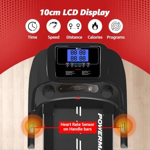 PowerMax Fitness TD-A1 6HP Motorised Foldable Treadmill for Home User Wt. 120kg 15 Lvl Auto-Incline Running Machine for pro-workout, Top Speed 14 km/ph, Speaker, Aux, LCD Display, Bluetooth for app 4