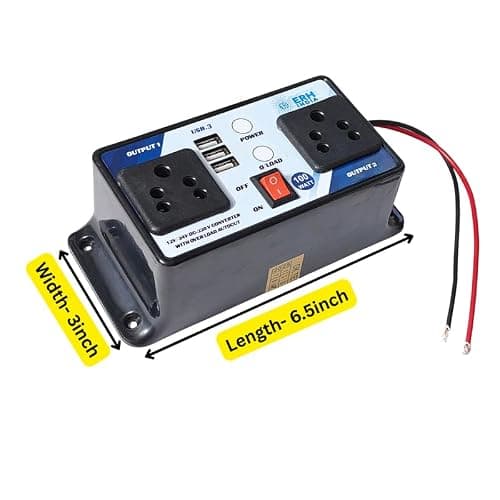 ERH India DC to AC Converter 12V 24V to 220V – 100 Watt Mini Inverter with 3 USB Ports for Car, Bus, Truck, E-Rickshaw, and Solar Panels 2