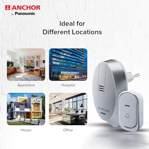 Anchor by Panasonic Wireless Doorbell | 45 Melodies Calling Bell for Home, Office with 120 Meter Operating Range | Door Bell for home (22730) 5