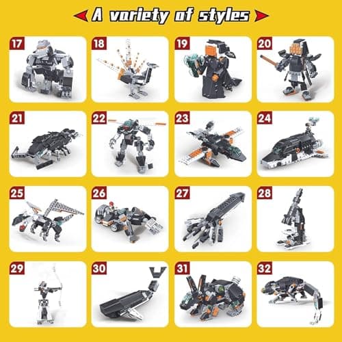 Umadiya® 36-in-1 Magic Building Blocks Set | 256+ Pieces | Creative Construction Toy for Kids | Includes Instruction Manual | Ideal for Boys & Girls Ages 6+ | DIY Brick Robot, Jet, Ship Models 4