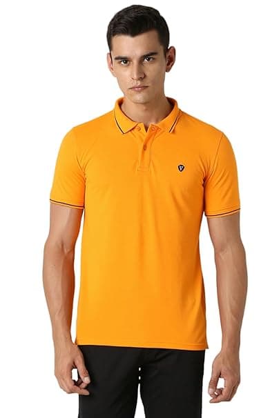 Van Heusen Men's Cotton Solid Regular Fit Collar Polo T-Shirt