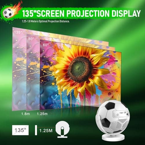 HY300F Smart Mini Projector with Android 14, WiFi 6 & Bluetooth 5.4, 4K Support, Native 720P HD LED Projector, 180° Rotatable Portable Home Theater Projector for Movies, Gaming & Outdoor Use (HY300F) 4