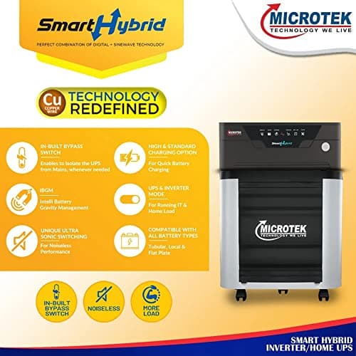Microtek Smart Hybrid Digital & Sinewave Combination Inverter/UPS Series for Home, Office & Shops((1275-12V) 4