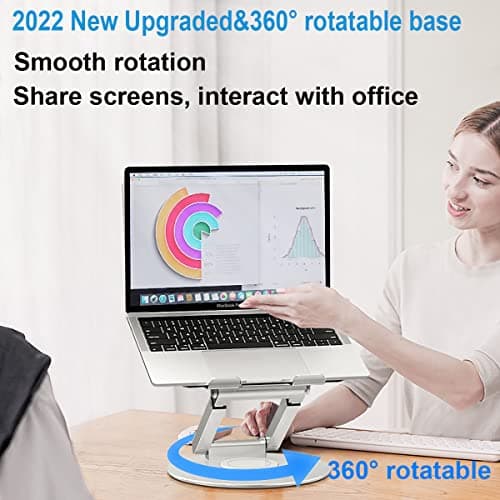 proffisy Laptop Stand for Desk Sitting/Standing Laptop Riser with 360 Degree Rotation Height Adjustable up to 18.9-inch Ergonomic Aluminum Laptop Holder, Silver 3