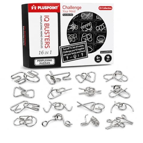 PLUSPOINT Brain Teasers Metal Wire Puzzle IQ Mental Puzzle Toys for Gifts, Party Favors, Prizes, Disentanglement Puzzle Unlock Interlock Toys IQ Puzzle Brain Teaser