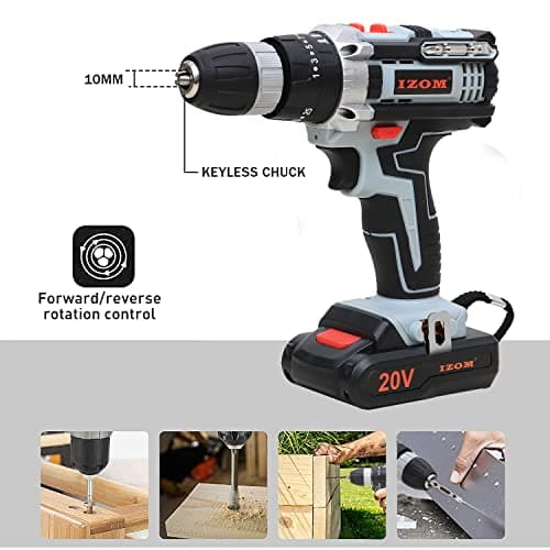 IZOM IZ-CD/SB-20V Cordless Drill Machine With Multiple Torque Settings & A Keyless Chuck for Automatic Spindle Locking 5