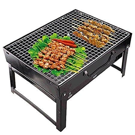 Shopping Mart Folding Portable Outdoor Barbecue Charcoal Bbq Grill Oven Black Carbon Steel, Black, Free Standing