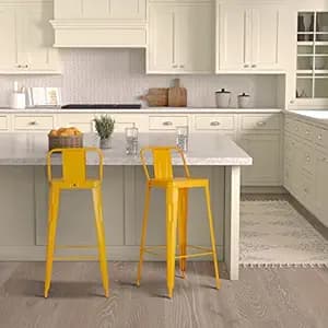 Amazon Brand - Solimo Iron Bar Stool, Yellow BR_BS2-Yellow | 44D x 36W x 99H cms
