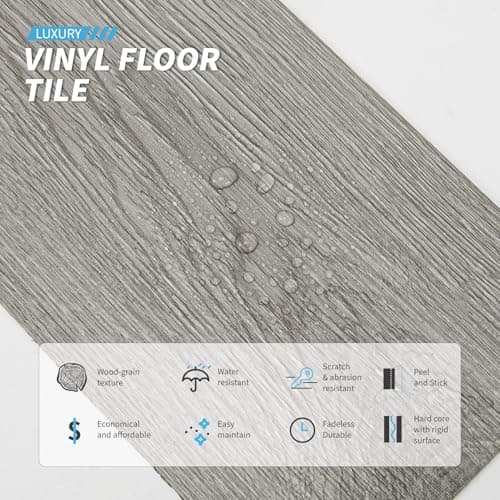 Art3d PVC Floor Covering, Self-Adhesive Floor Tiles, DIY Vinyl, Wooden Planks, Waterproof Floor Floor, Wood Look, Washed Rigid Surface, Hard Core, 36 Pieces, Dark Grey, 5 m² 4