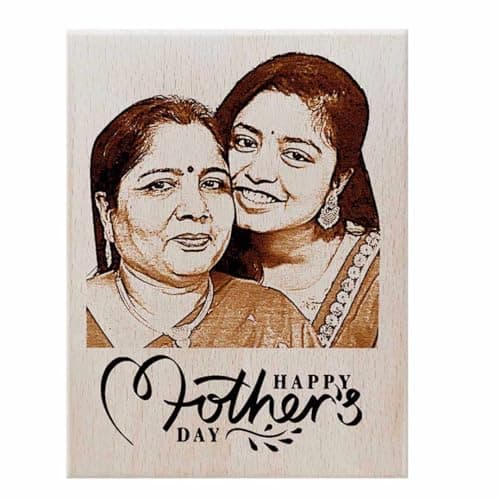 Incredible Gifts India Personalized Wooden Engraved Rectangular Photo Frame For Mother's Day (6x4 Inches, Wood), Tabletop