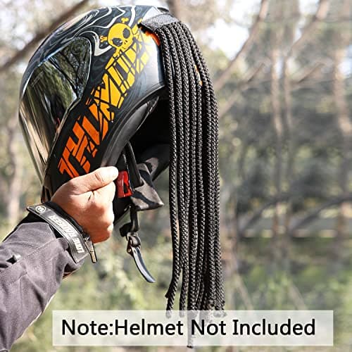 Grandbiker Polyester Universal Design Predator Dreadlocks/Add-On Hair Attachment for Rider Helmet, Black and Neon 6 mm predator with 24 hair length ( Helmet not incluted) 5