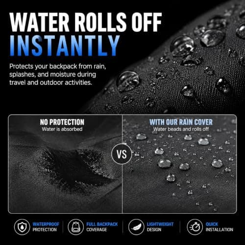 The Kitchen Prime Backpack Rain Cover Waterproof for School Bag, Laptop Bag & Travel Backpack | Dustproof Rain Cover with Storage Pouch | Elastic Adjustable Fit | Black 4