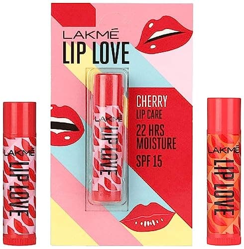 LAKMÉ Lip Love Chapstick, Spf15, Cherry, 4.5 g And Lip Love Chapstick, Apricot, 4.5 g
