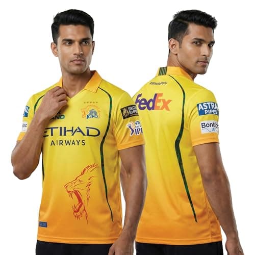 playR x Chennai Super Kings Original Fan Jersey IPL 2026 – Adult Plain Half Sleeve CSK Cricket T-Shirt, Regular Fit Sportswear Tee for Training, Outdoor & Match Day Activewear for All Season