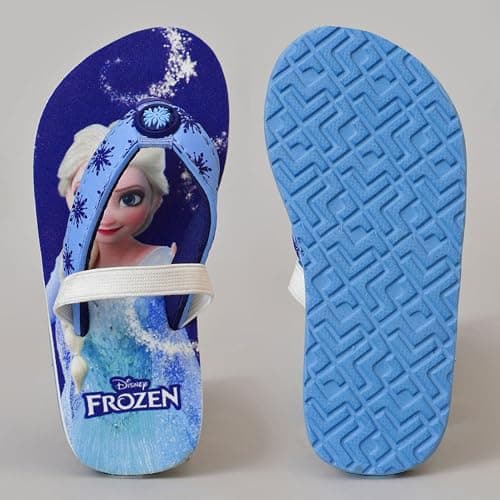 Kidsville Official Frozen Elsa Printed Blue Kids Girls Flip-Flop | Soft, Non-Slip, Indoor, Outdoor, House Slipper, Comfortable & Durable Footwear for Children 4