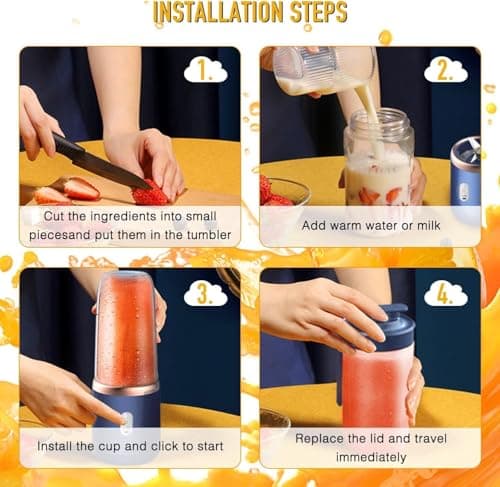 Toxu Portable Blender For Smoothie And Juices : Powerful 40 Watts Juicer Blender that Can Crush Ice too | Juicer Machine With 1800 Mah Rechargeable Battery-Smoothie Blender With In 400 MLJar 3