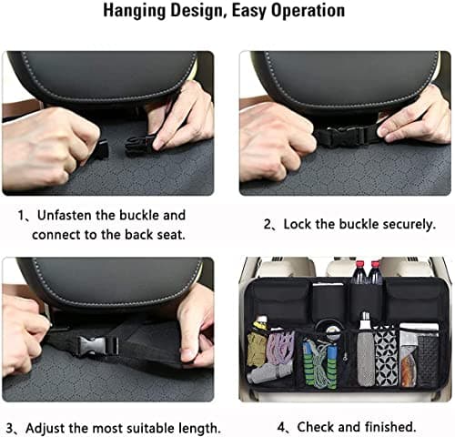 Automaze Nylon Backseat Trunk Organizer For SUV & Car Hanging Organizer Foldable Cargo Storage Bag With 9 Pockets, Adjustable Strap 5