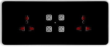 Smart Switch Board (WiFi) (Black) (6M Size) : 4 Switch + 2 Socket | 3 Yr Warranty | Works with SmartLife App, Alexa, Google, Siri | Glass Touch