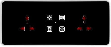 Smart Switch Board (WiFi) (Black) (6M Size) : 4 Switch + 2 Socket | 3 Yr Warranty | Works with SmartLife App, Alexa, Google, Siri | Glass Touch
