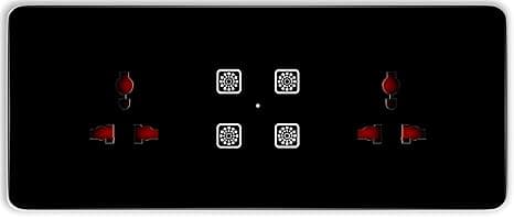 Smart Switch Board (WiFi) (Black) (6M Size) : 4 Switch + 2 Socket | 3 Yr Warranty | Works with SmartLife App, Alexa, Google, Siri | Glass Touch