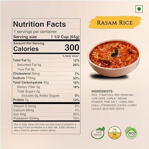 Instabites Ready to Eat Rasam Rice Cup 65g, No Added Preservatives and Ready to Eat in Minutes - Pack of 1 2