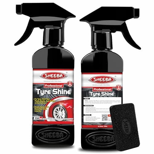 SHEEBA TYRE SHINE Polish with foam applicator pad for Cars & Bikes, Original Back to Black look, Long Lasting Results, for Rubber, Plastic Parts, Prevents Premature Ageing, Dullness, Non Greasy: 250mL 2