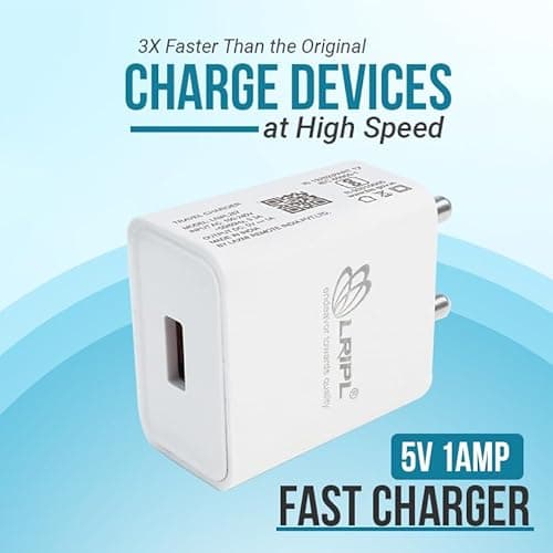 LRIPL 5V 1A Mobile Charger Adapter Wall Charger | USB Power Adaptor |5W Wall Charger Compatible with Smartphones, Headphones, Speaker and Many Deivces White (5W Adapter) 2