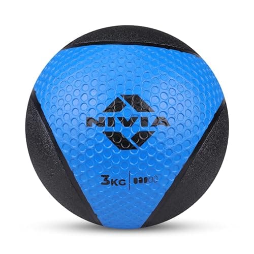 Nivia Pro Medicine Ball for Strength Training, Core Workouts, Endurance Training, Non-Slip Surface, Weight Ball for Crossfit (Dark Blue, 3 KG)