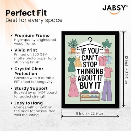 JABSY Cloth, Garment Shop Wall Art Quote Photo Frame 12x9 Inch – Fashion Designer, Tailoring Studio Decoration, Gift 3