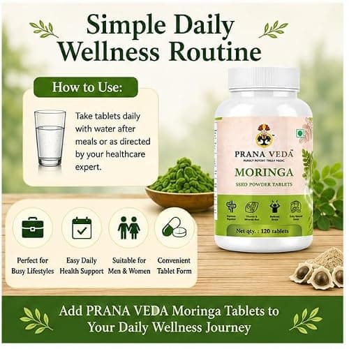 Moringa Seed Powder Tablets 120 Tablets | Natural Superfood Supplement for Immunity, Digestion, Energy & Detox | Rich in Vitamins, Minerals & Antioxidants | Herbal Wellness Tablets 5