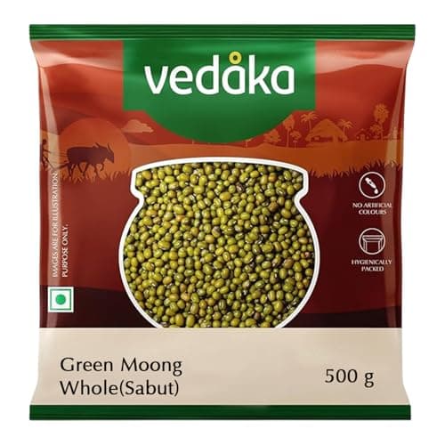 Amazon Brand - Vedaka Popular Unpolished Green Moong Whole (Sabut), 500 g|Naturally Rich in Protein |Naturally Cholesterol free