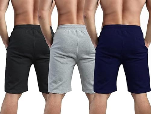 boffi ... Bee-Fits Men's 100% Cotton Shorts Sporty Trendy Regular Daily Use Shorts (in, Alpha, L, Regular, Black,Navy and Melange) 2