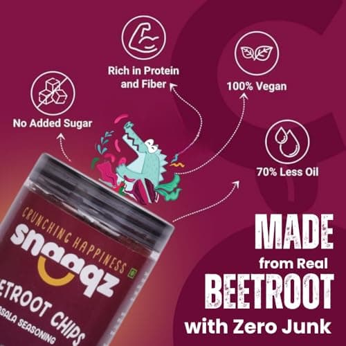 Snaaqz Supergrain Chips Combo (Beetroot Masala, Peri Peri Oat & Ragi Masala) | Pack of 3 (150g each) | Crispy & Healthy Chips, High Protein, Gluten Free, Vegan, Low Calorie, No Palm Oil 5