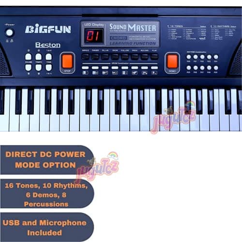 Jugutoz Portable Electronic Keyboard Piano - 61 Keys Piano Keyboard for Beginners, with LCD Display & Microphone Digital Piano | Song Record, Finger Chord & Demo Modes | Gift Box Packaging 4