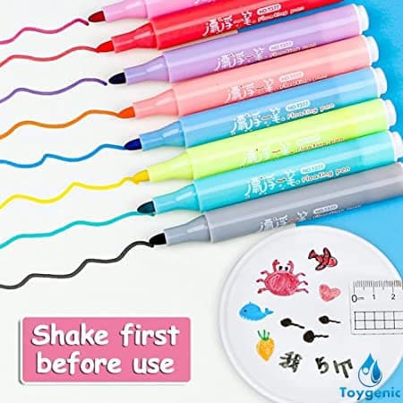 SHINETOY 8 pcs Magical Water Pen, Magical Floating Ink Pen, Erasing Whiteboard Marker, A Watercolor Pen That Can Float in The Water, Painting Pens Kit Set for Kids,Plastic 5