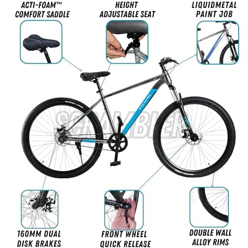 FitTrip Scrambler 27.5T | Single Speed MTB Cycle for Men | Mountain Bicycle | Dual Disk Brakes | Hartex Tyres | Unisex | Fully Fitted (LiquidMetal-Blue) 4
