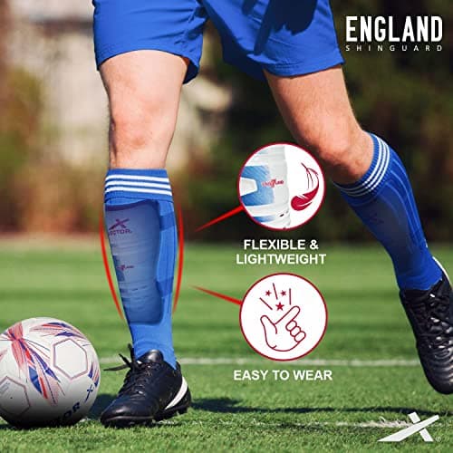 Vector X England Football Shin Guard with Adjustable Velcro Strap (L, England) 3