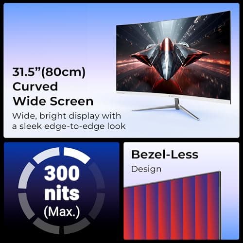 Zebronics 31.5 Inch FHD Curved Gaming Monitor with 220Hz, 300 nits, 1ms MPRT, HDR10, 1080p, Adaptive Sync, HDMI & DP Port, USB, Built-in Speakers, Wall Mountable, Bezel-Less Design (AC32FHD) 3