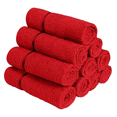 Story@Home Combo of 100% Cotton Face Towel Set, 450 GSM (30 cm X 30 cm)(Pack of 10, Wine Red)