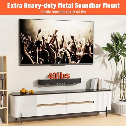 Universal Soundbar stand Wall Mount Bracket, Adjustable Depth 90-145mm (3.5-6.1 in), Heavy Duty Carbon Steel, Holds Up to 15kg, Under TV Mount for All brand Soundbar Mount Speaker Stand Black 6