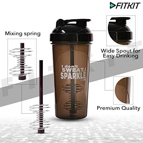 Fitkit Classic Bottle Shaker (700ml, Grey/Black , Plastic) Pack of 1 5
