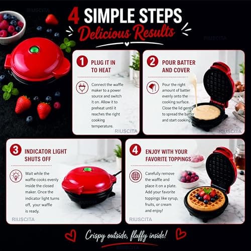 2026 Waffle Maker 3-in-1 Waffle Iron Machine | 4 Inch Non-Stick Waffle Machine for Home | Sandwich, Pancake & Dessert Maker | Breakfast Maker | Easy to Clean Electric Waffle Maker Kitchen Appliance 3