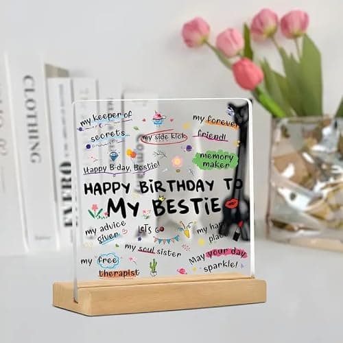 Bs amor Best Friend Birthday Gift Acrylic Plaque Incredible Gifts India Personalized Wooden Happy Birthday Frame For Him and Her Women 5x4 inch 5