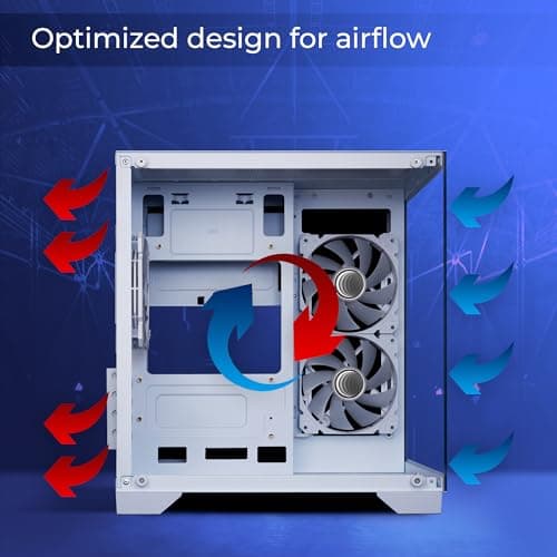 ZEBRONICS Mercury Premium Gaming Chassis with Support for mATX | Mini ITX | 240mm AIO, Dual Chamber Design, Infinity Ring ARGB Fan, Wraparound Tempered Glass (White) 4