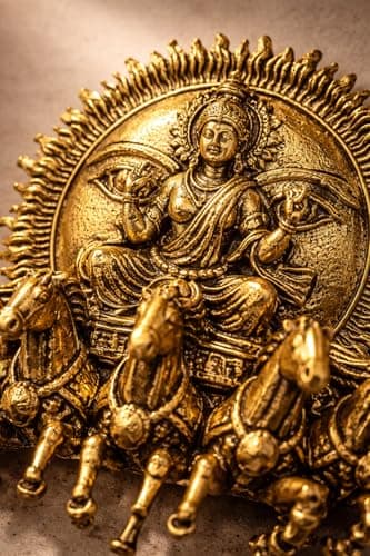 Surya Narayan Brooch for Men & Women | Antique Gold Plated Brass Divine Sun God Lapel Pin | Spiritual Hindu Brooch for Sherwani, Saree, Blazer | Temple Jewelry Gift for Festive & Ethnic Wear 2