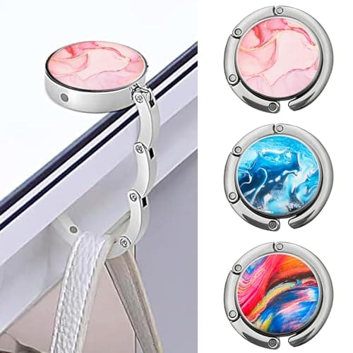 CoolShef 3Pcs Bag Hanger Hook for Table – Foldable Alloy Bag Holder with Anti Slip Pads, Portable Purse Hanger for Women and Girls, Compact Purse Hook for Desk and Restaurant Use