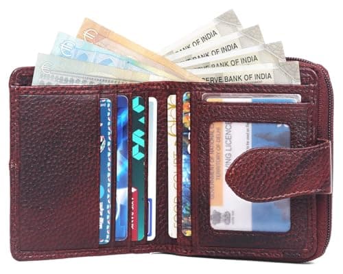 WildHorn Genuine Leather Women’s Wallet – Bi-Fold Clutch with 7 Card Slots, Cash Compartment & Zip Pocket (Bombay Brown) 2