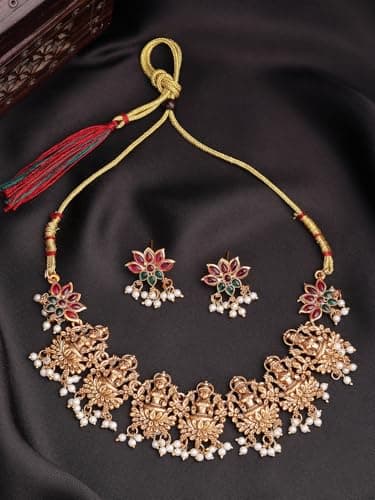 Shining Diva Fashion Necklace Jewellery Set for Women Traditional Latest Stylish Design Fancy Temple (rrsd17035s) 4